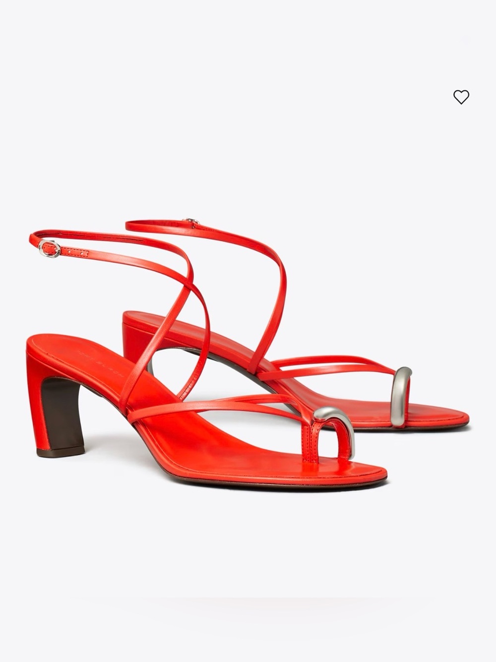 TORY BURCH RED PIERCED MULTI-STRAP HEELED SANDAL SIZE 8.5